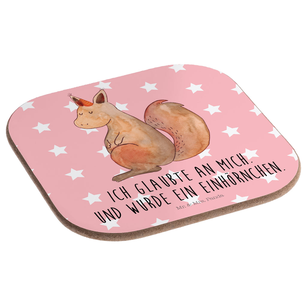 Quadratische Untersetzer Einhörnchen Glaube Bierdeckel, Glasuntersetzer, Untersetzer Gläser, Getränkeuntersetzer, Einhorn, Einhörner, Einhorn Deko, Pegasus, Unicorn, Einhörnchen, Eichhörnchen, Eichhorn