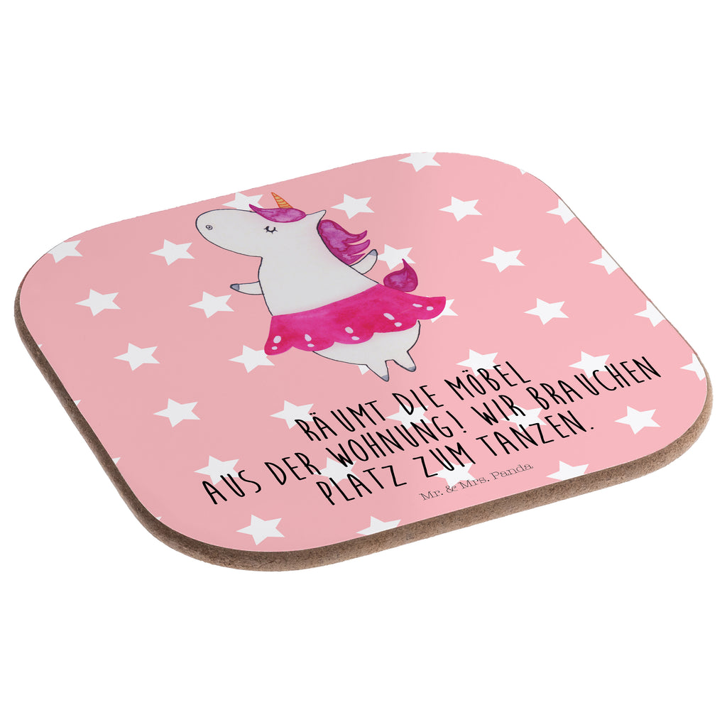 Quadratische Untersetzer Einhorn Ballerina Bierdeckel, Glasuntersetzer, Untersetzer Gläser, Getränkeuntersetzer, Einhorn, Einhörner, Einhorn Deko, Pegasus, Unicorn, Tanzen, Ballerina, Party, Wohnung, Spaß, Feiern, Geburtstag, Tänzerin, Lebenslust, Lebensfreude