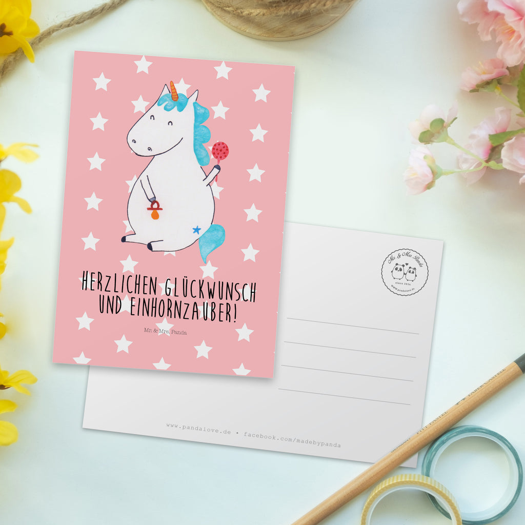 Postkarte Einhorn Baby Geschenkkarte, Grußkarte, Karte, Einladung, Ansichtskarte, Geburtstagskarte, Einladungskarte, Einhorn, Einhörner, Einhorn Deko, Pegasus, Unicorn, Mutter, Geburt, Geburtstag, erstes Kind, Baby, Babyglück, Nachwuchs, Eltern, Party, Kind, Schnuller