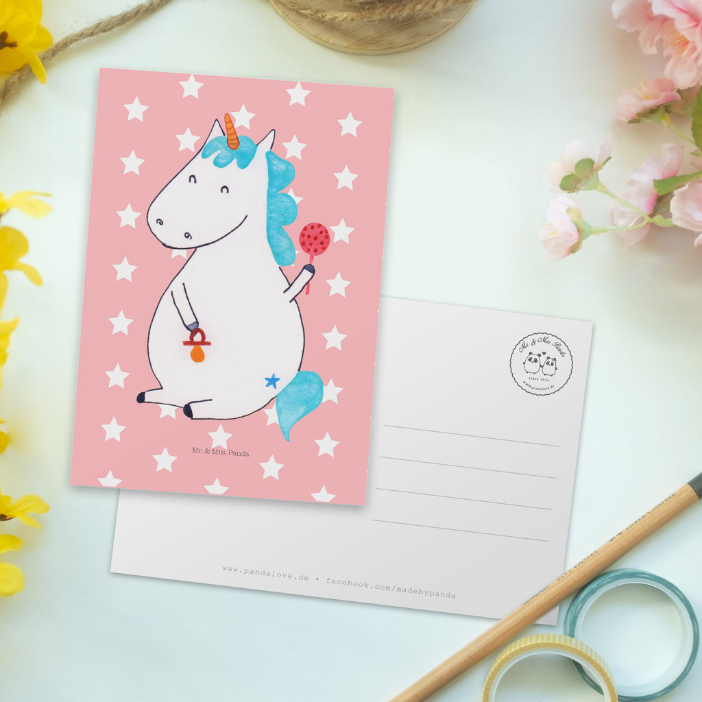 Postkarte Einhorn Baby Geschenkkarte, Grußkarte, Karte, Einladung, Ansichtskarte, Geburtstagskarte, Einladungskarte, Einhorn, Einhörner, Einhorn Deko, Pegasus, Unicorn, Mutter, Geburt, Geburtstag, erstes Kind, Baby, Babyglück, Nachwuchs, Eltern, Party, Kind, Schnuller