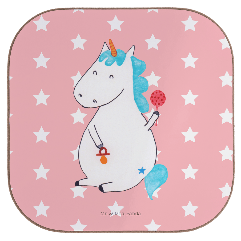 Quadratische Untersetzer Einhorn Baby Bierdeckel, Glasuntersetzer, Untersetzer Gläser, Getränkeuntersetzer, Einhorn, Einhörner, Einhorn Deko, Pegasus, Unicorn, Mutter, Geburt, Geburtstag, erstes Kind, Baby, Babyglück, Nachwuchs, Eltern, Party, Kind, Schnuller
