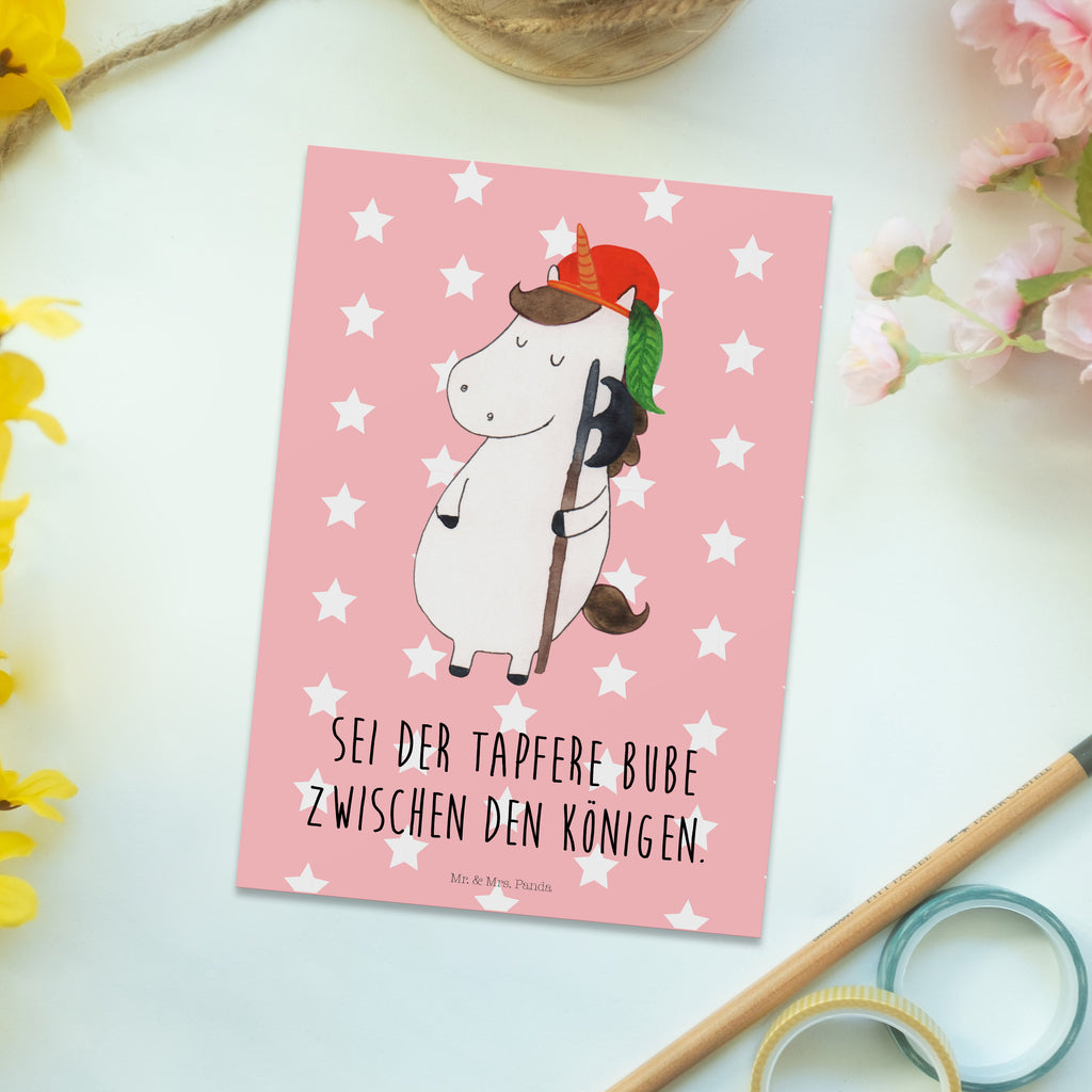 Postkarte Einhorn Bube Geschenkkarte, Grußkarte, Karte, Einladung, Ansichtskarte, Geburtstagskarte, Einladungskarte, Einhorn, Einhörner, Einhorn Deko, Pegasus, Unicorn, Bube, Mittelalter