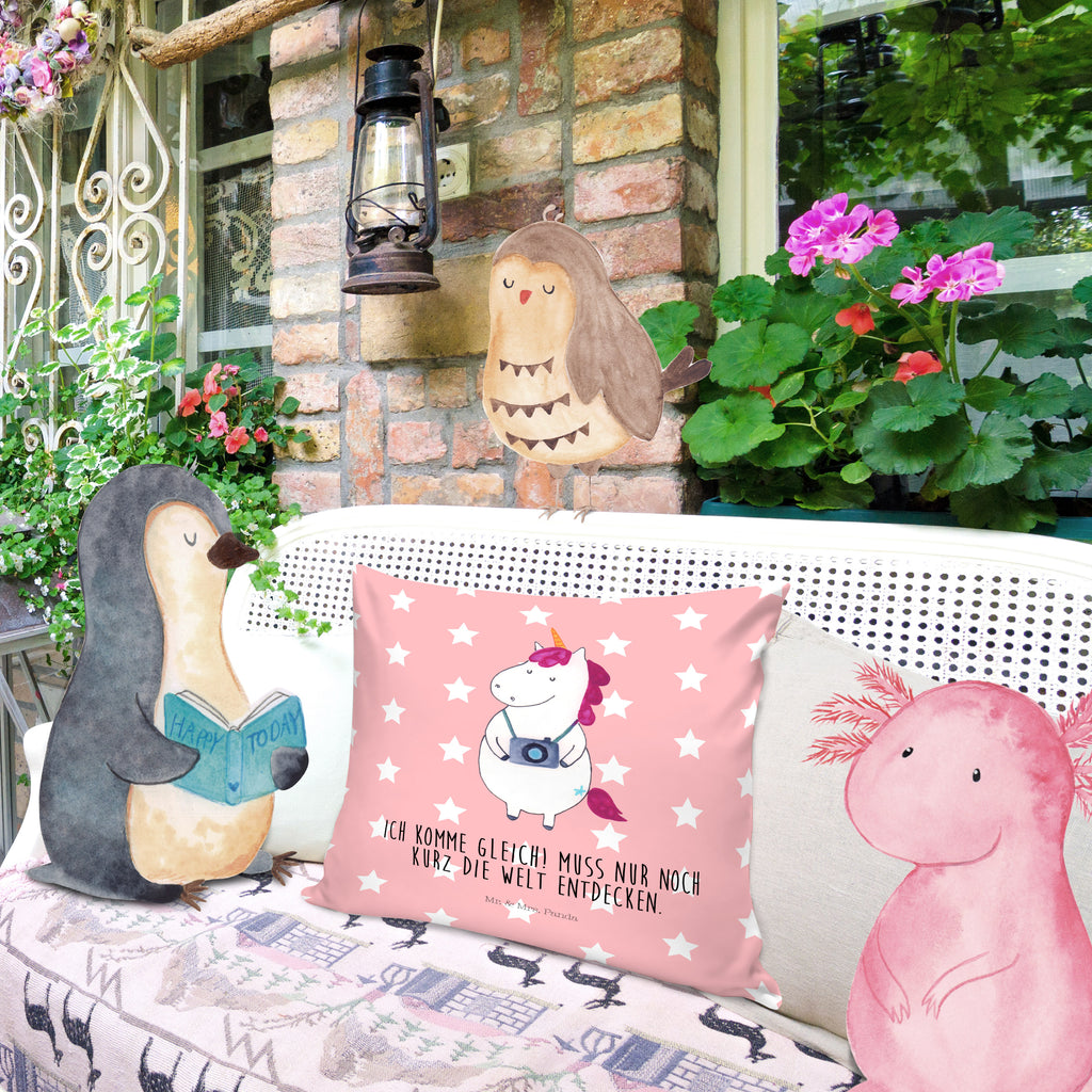 40x40 Kissen Einhorn Fotograf Kissenhülle, Kopfkissen, Sofakissen, Dekokissen, Motivkissen, Einhorn, Einhörner, Einhorn Deko, Pegasus, Unicorn, Fotograf, Fotografie, Kamera, Reisen, Weltreise, Weltenbummler, Urlaub, Tourist, Kurztrip, Reise, Städtereise