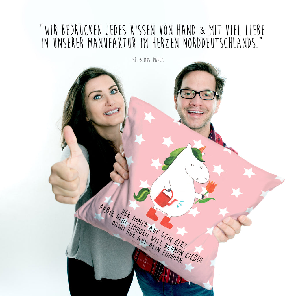 40x40 Kissen Einhorn Gärtner Kissenhülle, Kopfkissen, Sofakissen, Dekokissen, Motivkissen, Einhorn, Einhörner, Einhorn Deko, Pegasus, Unicorn, Luftballon, Gießkanne, Giesskanne, Lebenslust, Freude, Blume, Freundin, Garten, Stiefel