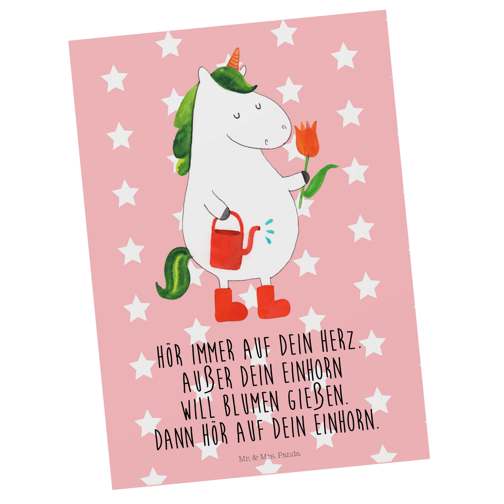 Postkarte Einhorn Gärtner Geschenkkarte, Grußkarte, Karte, Einladung, Ansichtskarte, Geburtstagskarte, Einladungskarte, Dankeskarte, Einhorn, Einhörner, Einhorn Deko, Pegasus, Unicorn, Luftballon, Gießkanne, Giesskanne, Lebenslust, Freude, Blume, Freundin, Garten, Stiefel