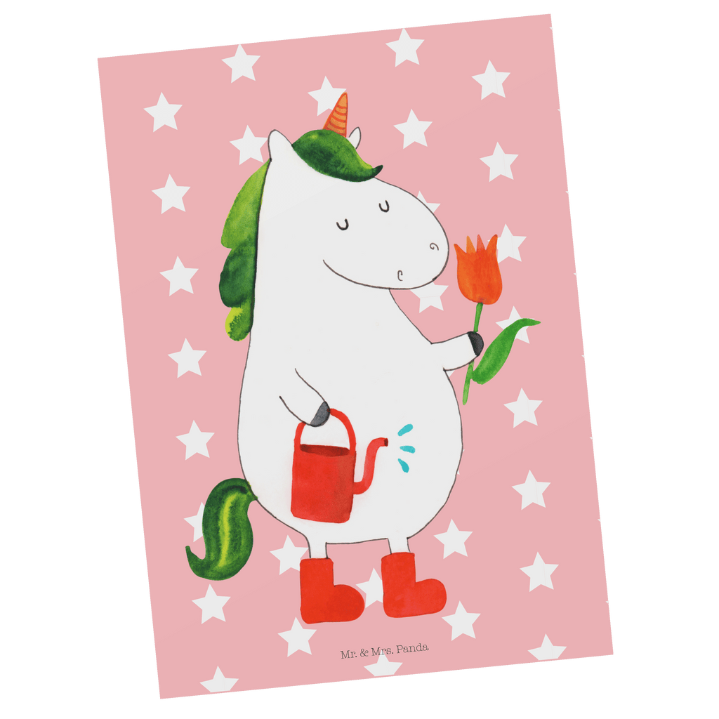 Postkarte Einhorn Gärtner Geschenkkarte, Grußkarte, Karte, Einladung, Ansichtskarte, Geburtstagskarte, Einladungskarte, Dankeskarte, Einhorn, Einhörner, Einhorn Deko, Pegasus, Unicorn, Luftballon, Gießkanne, Giesskanne, Lebenslust, Freude, Blume, Freundin, Garten, Stiefel