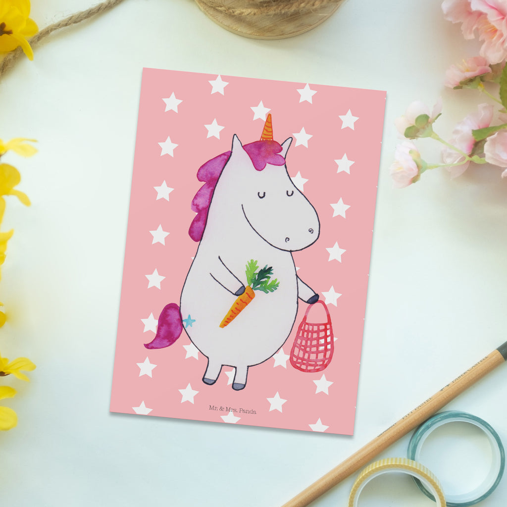 Postkarte Einhorn Gemüse Geschenkkarte, Grußkarte, Karte, Einladung, Ansichtskarte, Geburtstagskarte, Einladungskarte, Einhorn, Einhörner, Einhorn Deko, Pegasus, Unicorn, Biomarkt, Bio, Gemüse, Wochenmarkt