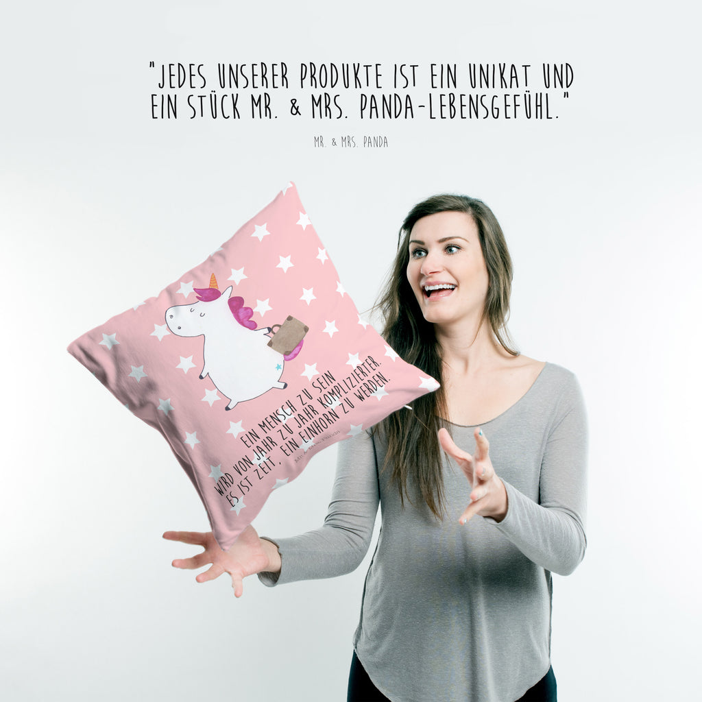 40x40 Kissen Einhorn Koffer Kissenhülle, Kopfkissen, Sofakissen, Dekokissen, Motivkissen, Einhorn, Einhörner, Einhorn Deko, Pegasus, Unicorn, unicorn, Koffer, Verreisen, Reise, Gepäck, Abenteuer, Erwachsen, Kind, albern, Spaß, lustig, witzig