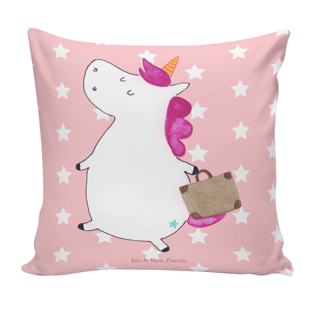 40x40 Kissen Einhorn Koffer Kissenhülle, Kopfkissen, Sofakissen, Dekokissen, Motivkissen, Einhorn, Einhörner, Einhorn Deko, Pegasus, Unicorn, unicorn, Koffer, Verreisen, Reise, Gepäck, Abenteuer, Erwachsen, Kind, albern, Spaß, lustig, witzig