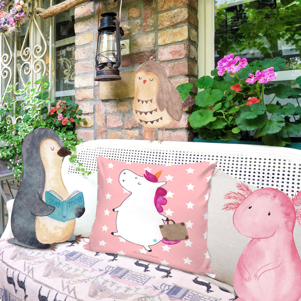 40x40 Kissen Einhorn Koffer Kissenhülle, Kopfkissen, Sofakissen, Dekokissen, Motivkissen, Einhorn, Einhörner, Einhorn Deko, Pegasus, Unicorn, unicorn, Koffer, Verreisen, Reise, Gepäck, Abenteuer, Erwachsen, Kind, albern, Spaß, lustig, witzig