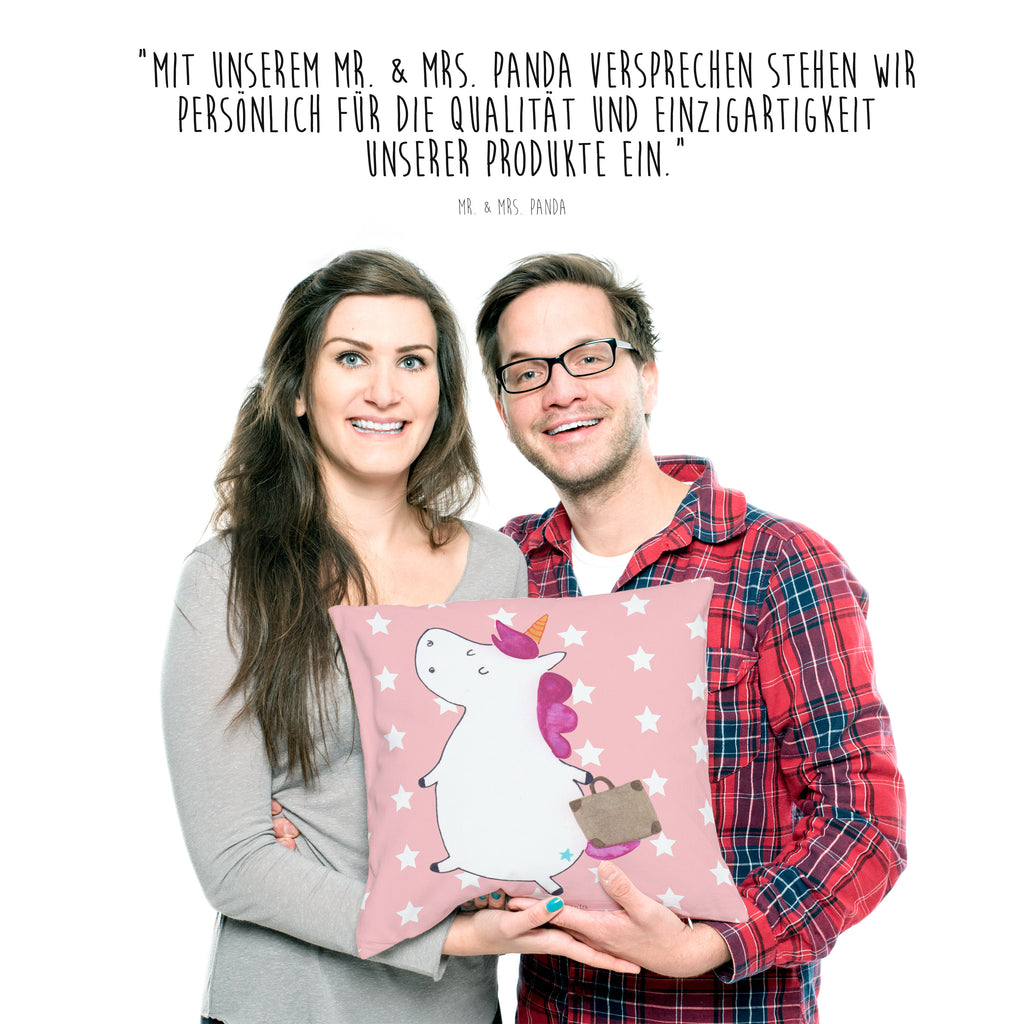 40x40 Kissen Einhorn Koffer Kissenhülle, Kopfkissen, Sofakissen, Dekokissen, Motivkissen, Einhorn, Einhörner, Einhorn Deko, Pegasus, Unicorn, unicorn, Koffer, Verreisen, Reise, Gepäck, Abenteuer, Erwachsen, Kind, albern, Spaß, lustig, witzig