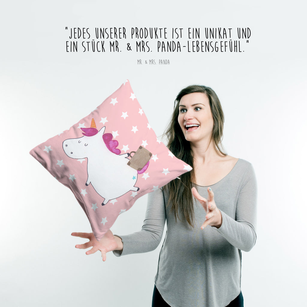 40x40 Kissen Einhorn Koffer Kissenhülle, Kopfkissen, Sofakissen, Dekokissen, Motivkissen, Einhorn, Einhörner, Einhorn Deko, Pegasus, Unicorn, unicorn, Koffer, Verreisen, Reise, Gepäck, Abenteuer, Erwachsen, Kind, albern, Spaß, lustig, witzig