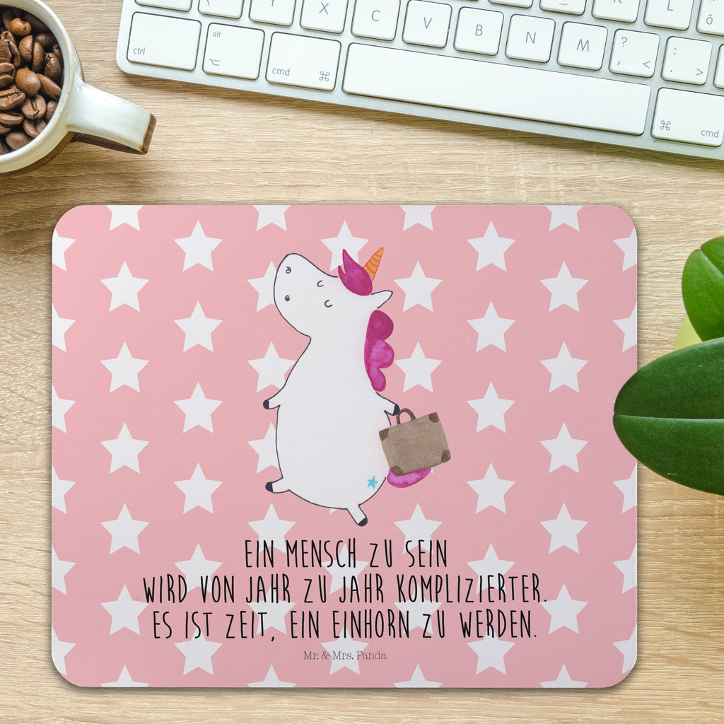 Mauspad Einhorn Koffer Mousepad, Computer zubehör, Büroausstattung, PC Zubehör, Arbeitszimmer, Mauspad, Einzigartiges Mauspad, Designer Mauspad, Einhorn, Einhörner, Einhorn Deko, Pegasus, Unicorn, unicorn, Koffer, Verreisen, Reise, Gepäck, Abenteuer, Erwachsen, Kind, albern, Spaß, lustig, witzig