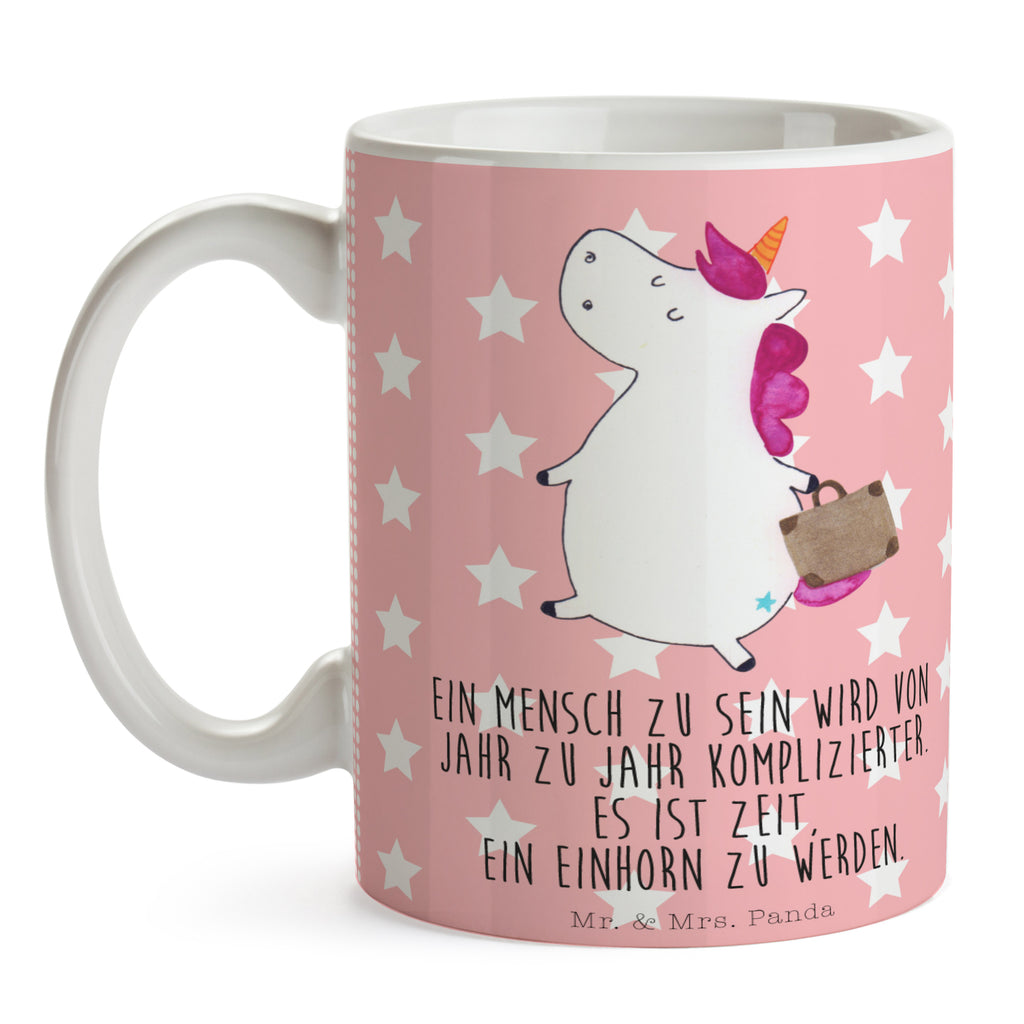 Tasse Einhorn Koffer Einhorn, unicorn, Einhörner, Koffer, Verreisen, Reise, Gepäck, Abenteuer, Erwachsen, Kind, albern, Spaß, lustig, witzig,  Becher, Kaffeetasse, Kaffeebecher, Tee, Frühstück, Büro  Einhorn, Einhörner, Einhorn Deko, Pegasus, Unicorn