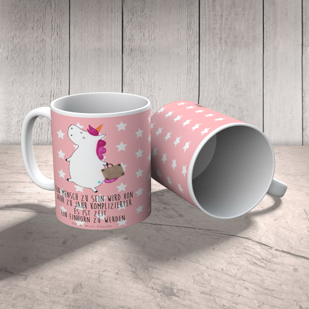 Tasse Einhorn Koffer Einhorn, unicorn, Einhörner, Koffer, Verreisen, Reise, Gepäck, Abenteuer, Erwachsen, Kind, albern, Spaß, lustig, witzig,  Becher, Kaffeetasse, Kaffeebecher, Tee, Frühstück, Büro  Einhorn, Einhörner, Einhorn Deko, Pegasus, Unicorn
