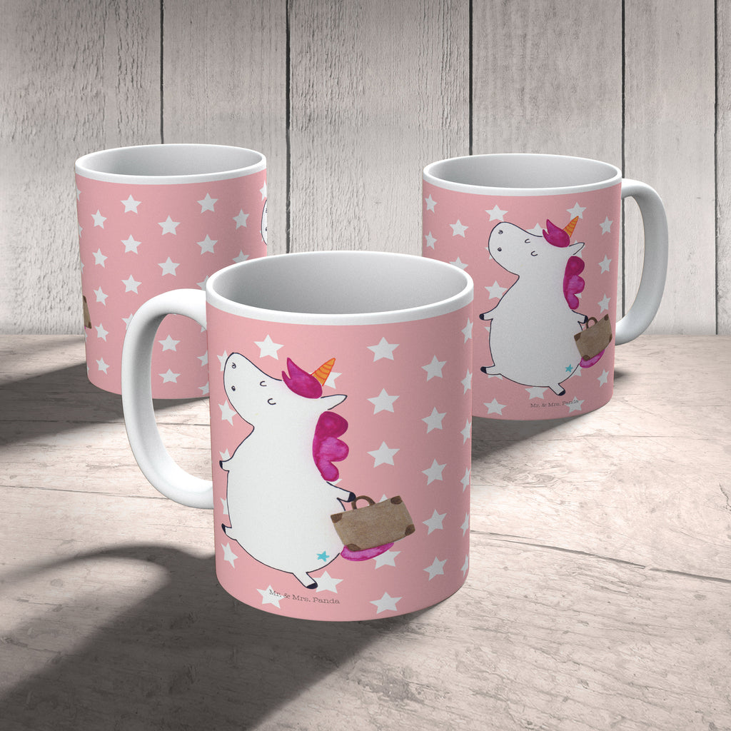 Tasse Einhorn Koffer Einhorn, unicorn, Einhörner, Koffer, Verreisen, Reise, Gepäck, Abenteuer, Erwachsen, Kind, albern, Spaß, lustig, witzig,  Becher, Kaffeetasse, Kaffeebecher, Tee, Frühstück, Büro  Einhorn, Einhörner, Einhorn Deko, Pegasus, Unicorn