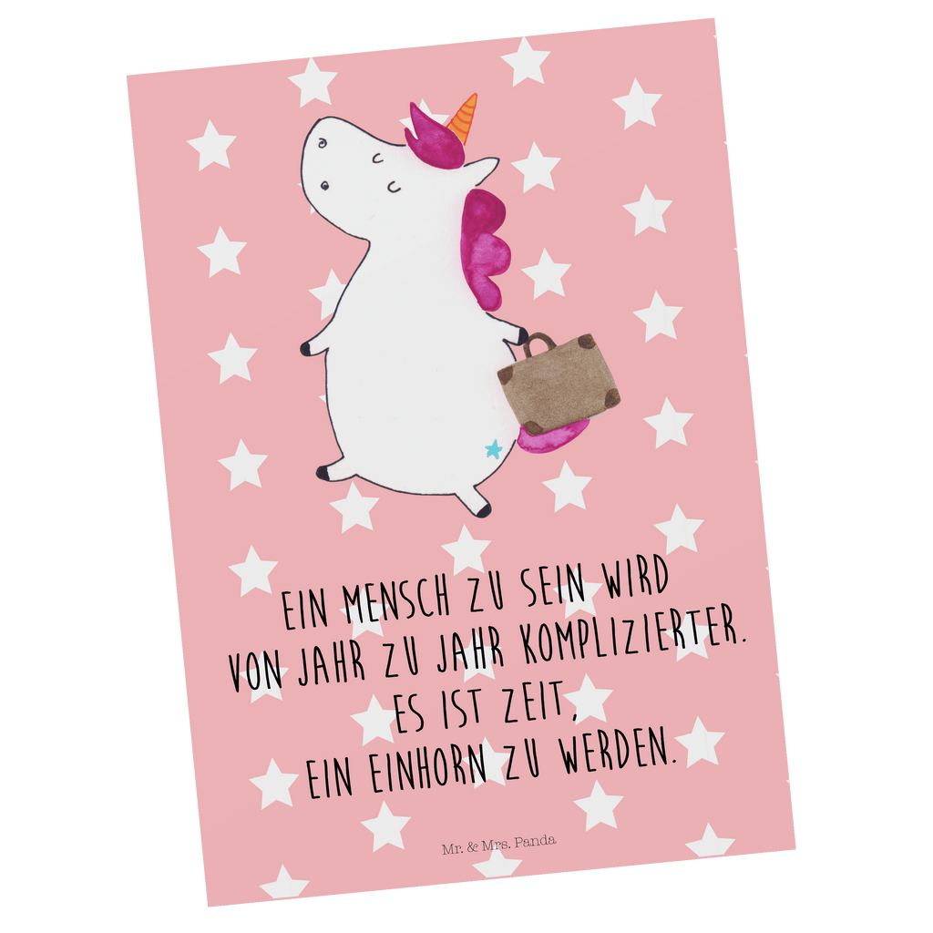 Postkarte Einhorn Koffer Geschenkkarte, Grußkarte, Karte, Einladung, Ansichtskarte, Geburtstagskarte, Einladungskarte, Dankeskarte, Einhorn, Einhörner, Einhorn Deko, Pegasus, Unicorn, unicorn, Koffer, Verreisen, Reise, Gepäck, Abenteuer, Erwachsen, Kind, albern, Spaß, lustig, witzig