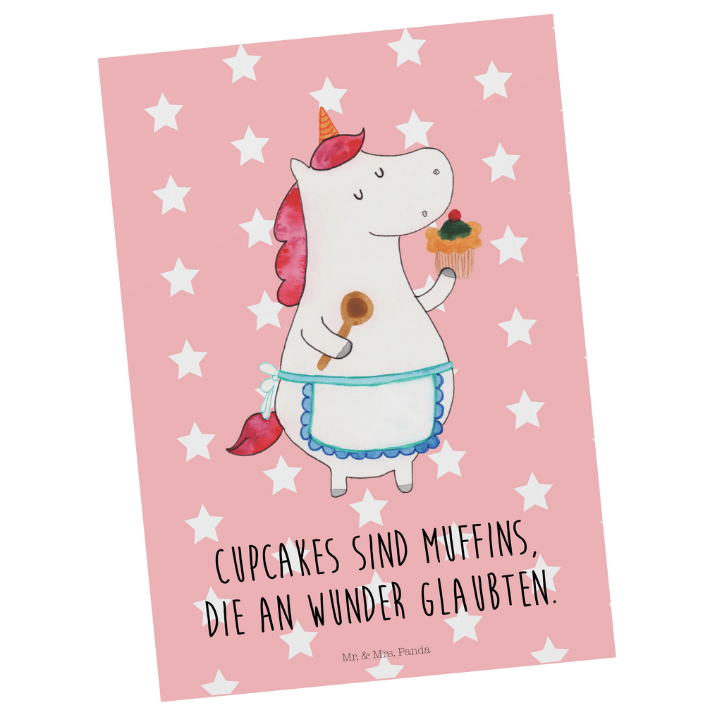 Postkarte Einhorn Küchenfee Geschenkkarte, Grußkarte, Karte, Einladung, Ansichtskarte, Geburtstagskarte, Einladungskarte, Einhorn, Einhörner, Einhorn Deko, Pegasus, Unicorn, backen, Muffin, Motivation, Träumer, träumen, Bäckerin, Hobbykoch, Koch, Torte, Kuchen