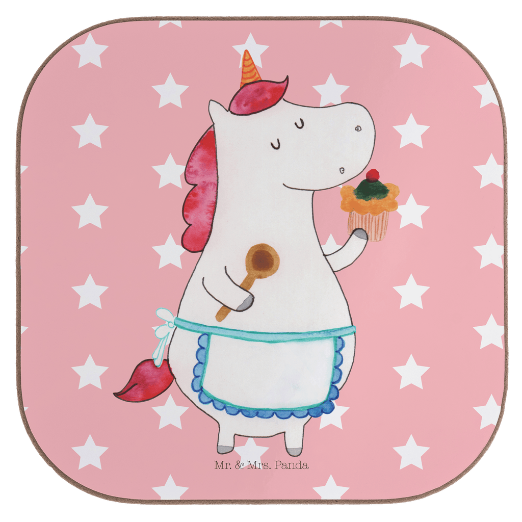 Quadratische Untersetzer Einhorn Küchenfee Bierdeckel, Glasuntersetzer, Untersetzer Gläser, Getränkeuntersetzer, Einhorn, Einhörner, Einhorn Deko, Pegasus, Unicorn, backen, Muffin, Motivation, Träumer, träumen, Bäckerin, Hobbykoch, Koch, Torte, Kuchen