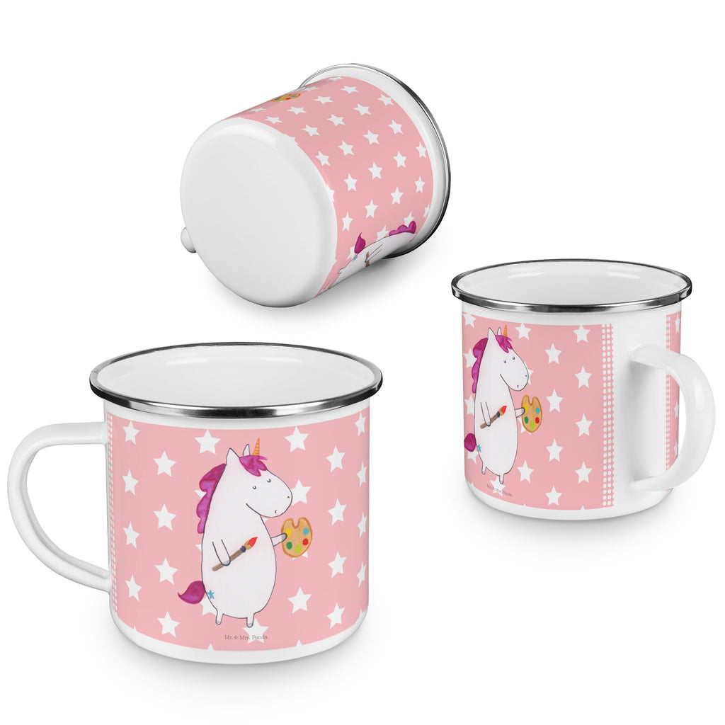 Camping Emaille Tasse Einhorn Künstler Campingtasse, Trinkbecher, Metalltasse, Outdoor Tasse, Emaille Trinkbecher, Blechtasse Outdoor, Emaille Campingbecher, Edelstahl Trinkbecher, Metalltasse für Camping, Kaffee Blechtasse, Camping Tasse Metall, Einhorn, Einhörner, Einhorn Deko, Pegasus, Unicorn, Englisch, Künstler, Artist, Malen, Zeichnen, Welt, Farbe, Stift, Pinsel, Geschenk, Maler