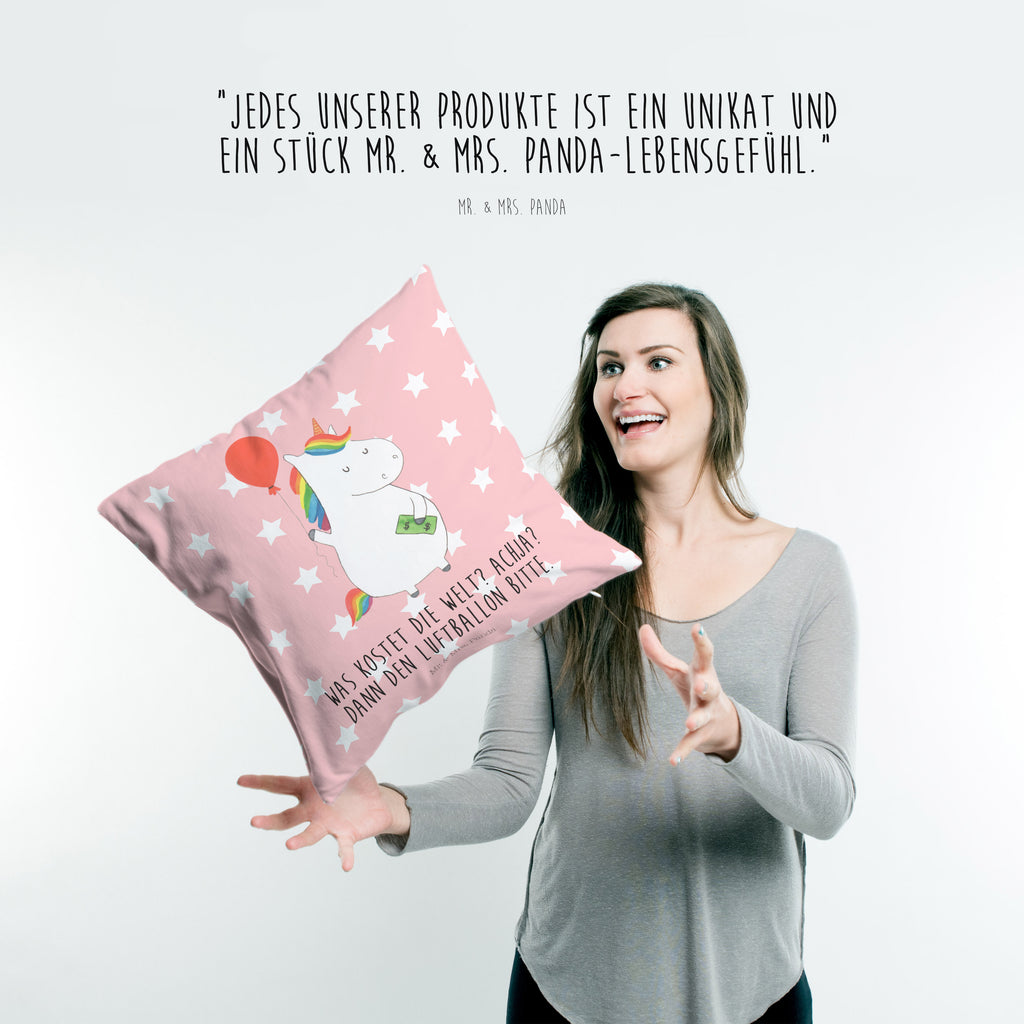 40x40 Kissen Einhorn Luftballon Kissenhülle, Kopfkissen, Sofakissen, Dekokissen, Motivkissen, Einhorn, Einhörner, Einhorn Deko, Pegasus, Unicorn, Luftballon, Geld, Lebenslust, Freude, Geschenk, Freundin