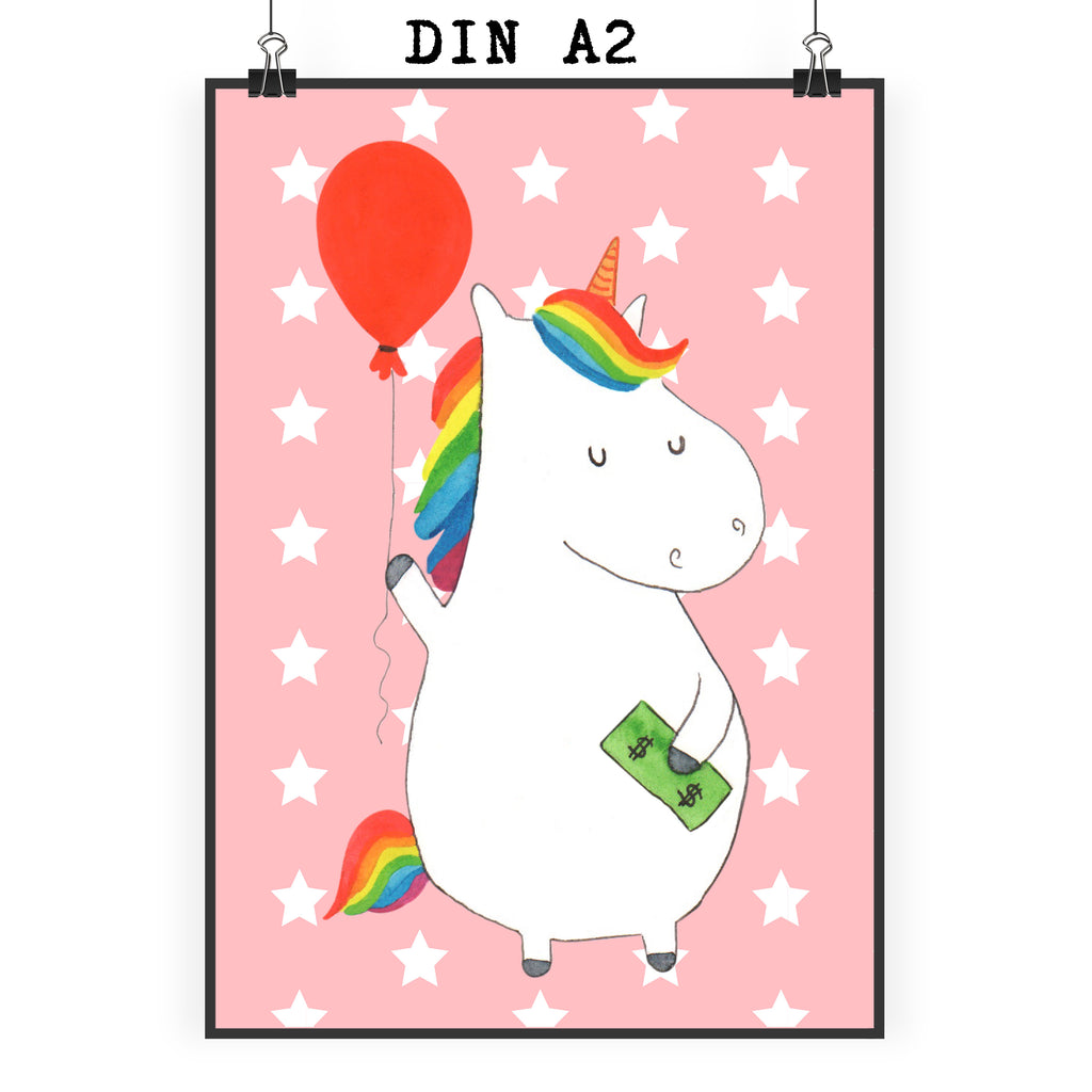 Poster Einhorn Luftballon Einhorn, Einhörner, Unicorn, Luftballon, Geld, Lebenslust, Freude, Geschenk, Freundin	 Poster, Wandposter, Bild, Wanddeko, Küchenposter, Kinderposter, Wanddeko Bild, Raumdekoration, Wanddekoration, Handgemaltes Poster, Mr. & Mrs. Panda Poster, Designposter, Kunstdruck, Posterdruck  Einhorn, Einhörner, Einhorn Deko, Pegasus, Unicorn
