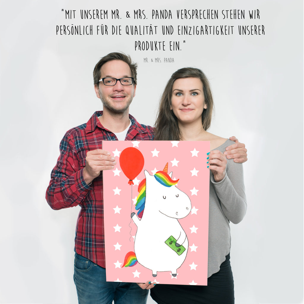 Poster Einhorn Luftballon Einhorn, Einhörner, Unicorn, Luftballon, Geld, Lebenslust, Freude, Geschenk, Freundin	 Poster, Wandposter, Bild, Wanddeko, Küchenposter, Kinderposter, Wanddeko Bild, Raumdekoration, Wanddekoration, Handgemaltes Poster, Mr. & Mrs. Panda Poster, Designposter, Kunstdruck, Posterdruck  Einhorn, Einhörner, Einhorn Deko, Pegasus, Unicorn