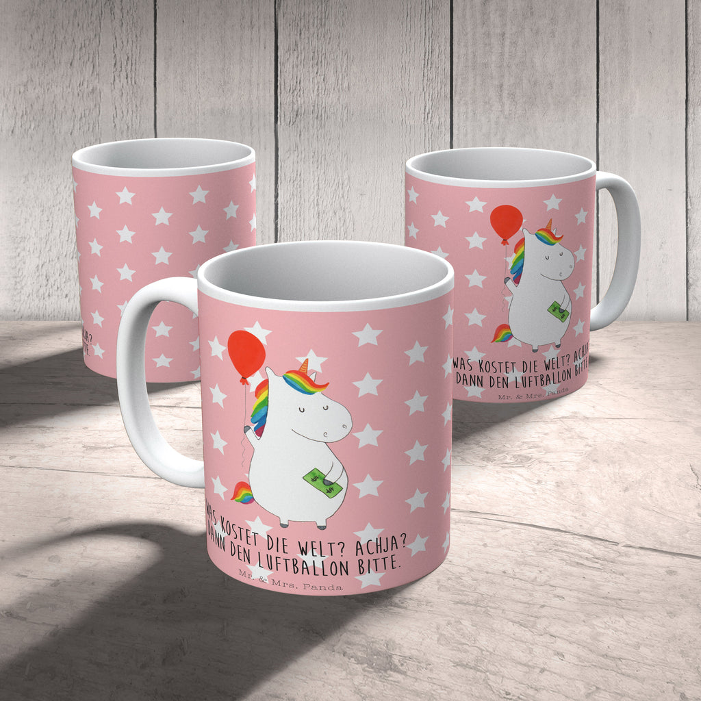 Tasse Einhorn Luftballon Einhorn, Einhörner, Unicorn, Luftballon, Geld, Lebenslust, Freude, Geschenk, Freundin	 Becher, Kaffeetasse, Kaffeebecher, Tee, Frühstück, Büro  Einhorn, Einhörner, Einhorn Deko, Pegasus, Unicorn