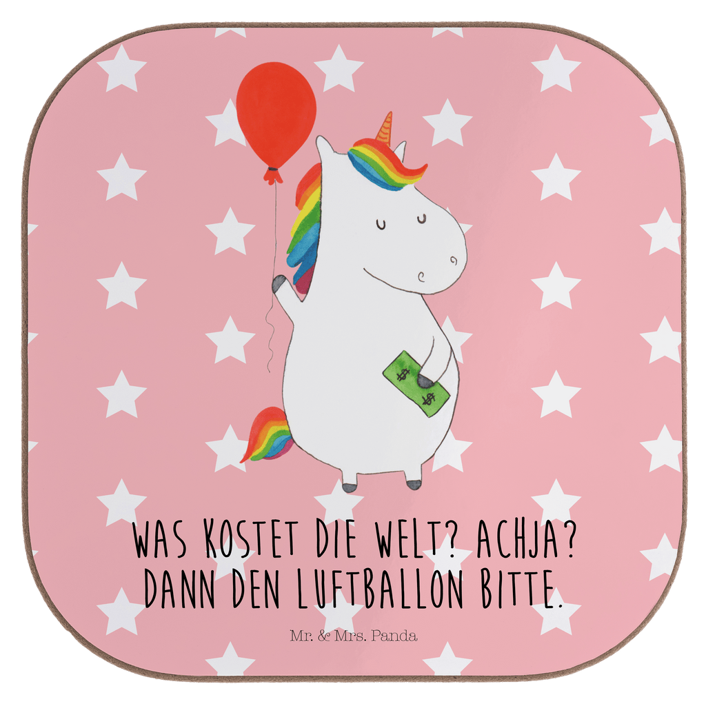 Quadratische Untersetzer Einhorn Luftballon Bierdeckel, Glasuntersetzer, Untersetzer Gläser, Getränkeuntersetzer, Einhorn, Einhörner, Einhorn Deko, Pegasus, Unicorn, Luftballon, Geld, Lebenslust, Freude, Geschenk, Freundin