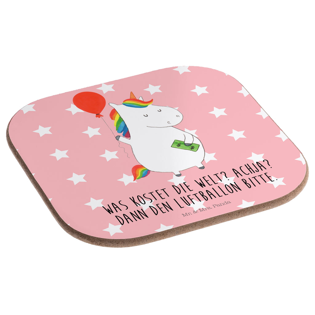 Quadratische Untersetzer Einhorn Luftballon Bierdeckel, Glasuntersetzer, Untersetzer Gläser, Getränkeuntersetzer, Einhorn, Einhörner, Einhorn Deko, Pegasus, Unicorn, Luftballon, Geld, Lebenslust, Freude, Geschenk, Freundin