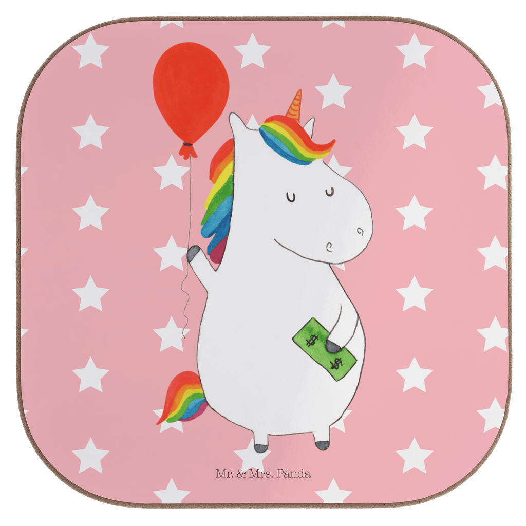 Quadratische Untersetzer Einhorn Luftballon Bierdeckel, Glasuntersetzer, Untersetzer Gläser, Getränkeuntersetzer, Einhorn, Einhörner, Einhorn Deko, Pegasus, Unicorn, Luftballon, Geld, Lebenslust, Freude, Geschenk, Freundin