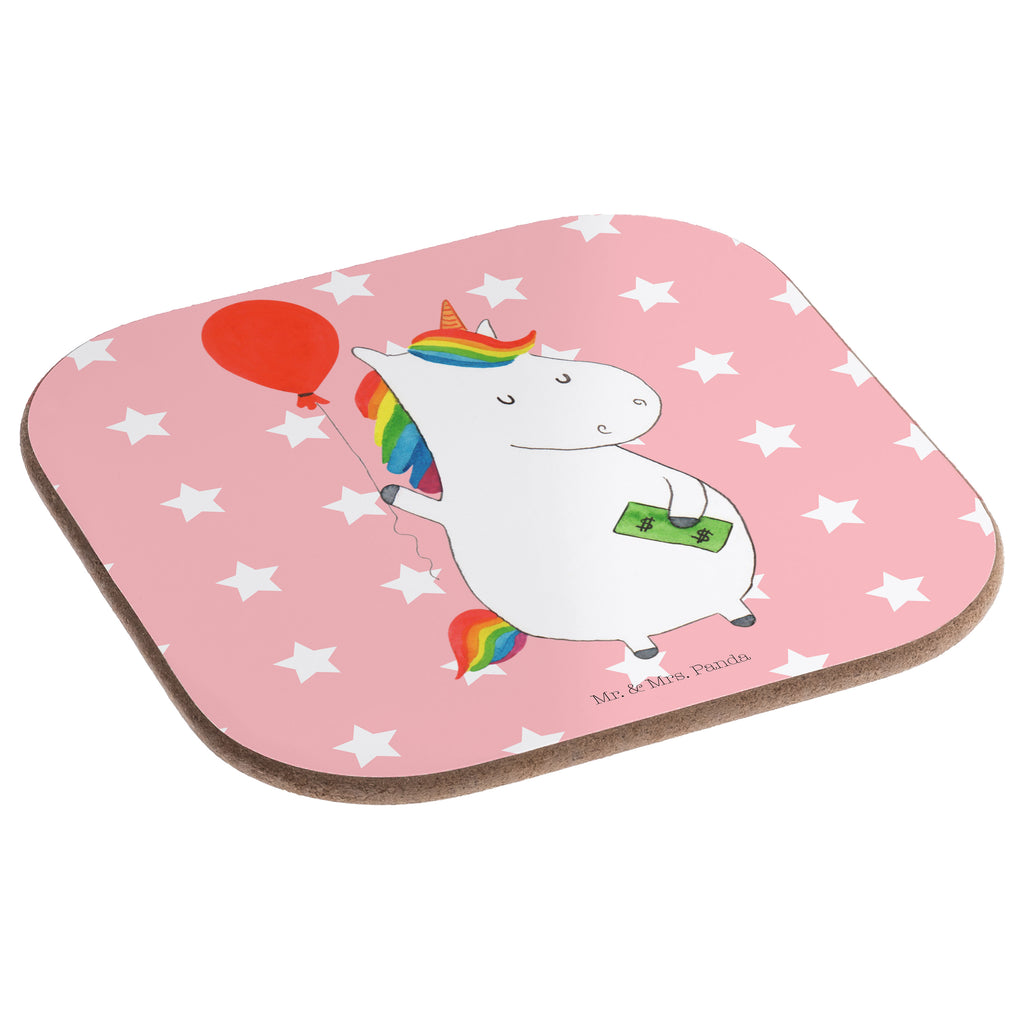 Quadratische Untersetzer Einhorn Luftballon Bierdeckel, Glasuntersetzer, Untersetzer Gläser, Getränkeuntersetzer, Einhorn, Einhörner, Einhorn Deko, Pegasus, Unicorn, Luftballon, Geld, Lebenslust, Freude, Geschenk, Freundin