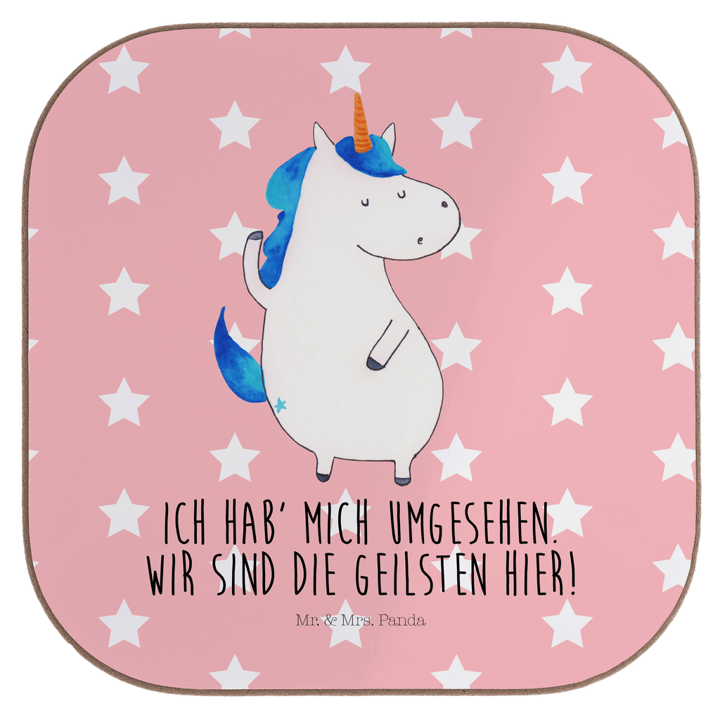 Quadratische Untersetzer Einhorn Mann Bierdeckel, Glasuntersetzer, Untersetzer Gläser, Getränkeuntersetzer, Einhorn, Einhörner, Einhorn Deko, Pegasus, Unicorn, cool, Mann, Freundin, Familie, bester Freund, BFF, Party, hübsch, beste