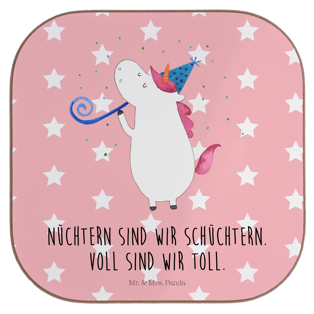 Quadratische Untersetzer Einhorn Party Bierdeckel, Glasuntersetzer, Untersetzer Gläser, Getränkeuntersetzer, Einhorn, Einhörner, Einhorn Deko, Pegasus, Unicorn, Glitzer, Konfetti, Party, Geburtstag, Feier, Fest, Alkohol, Disco, Club