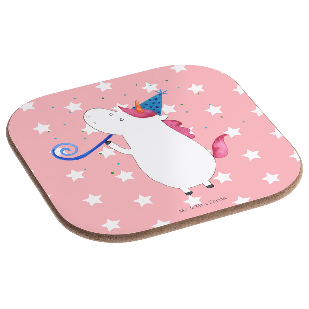 Quadratische Untersetzer Einhorn Party Bierdeckel, Glasuntersetzer, Untersetzer Gläser, Getränkeuntersetzer, Einhorn, Einhörner, Einhorn Deko, Pegasus, Unicorn, Glitzer, Konfetti, Party, Geburtstag, Feier, Fest, Alkohol, Disco, Club