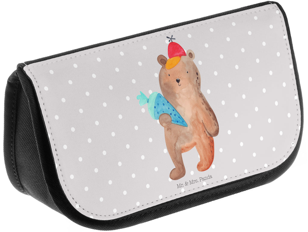 Kosmetiktasche Bär mit Schultüte Kosmetikbeutel, Kulturtasche, Kulturbeutel, Schminktasche, Make-Up Tasche, Bär, Teddy, Teddybär, Bär Motiv, Schultüte, Erster Schultag Geschenk, Einschulung Geschenk, Schule Geschenk, Grundschule, Schulanfang, Schulbeginn