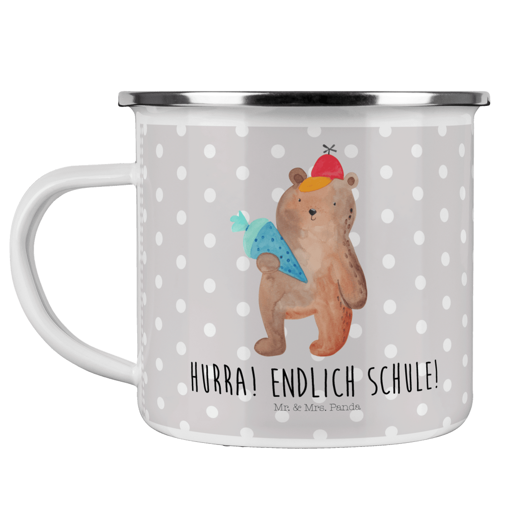 Camping Emaille Tasse Bär mit Schultüte Campingtasse, Trinkbecher, Metalltasse, Outdoor Tasse, Emaille Trinkbecher, Blechtasse Outdoor, Emaille Campingbecher, Edelstahl Trinkbecher, Metalltasse für Camping, Kaffee Blechtasse, Camping Tasse Metall, Bär, Teddy, Teddybär, Bär Motiv, Schultüte, Erster Schultag Geschenk, Einschulung Geschenk, Schule Geschenk, Grundschule, Schulanfang, Schulbeginn