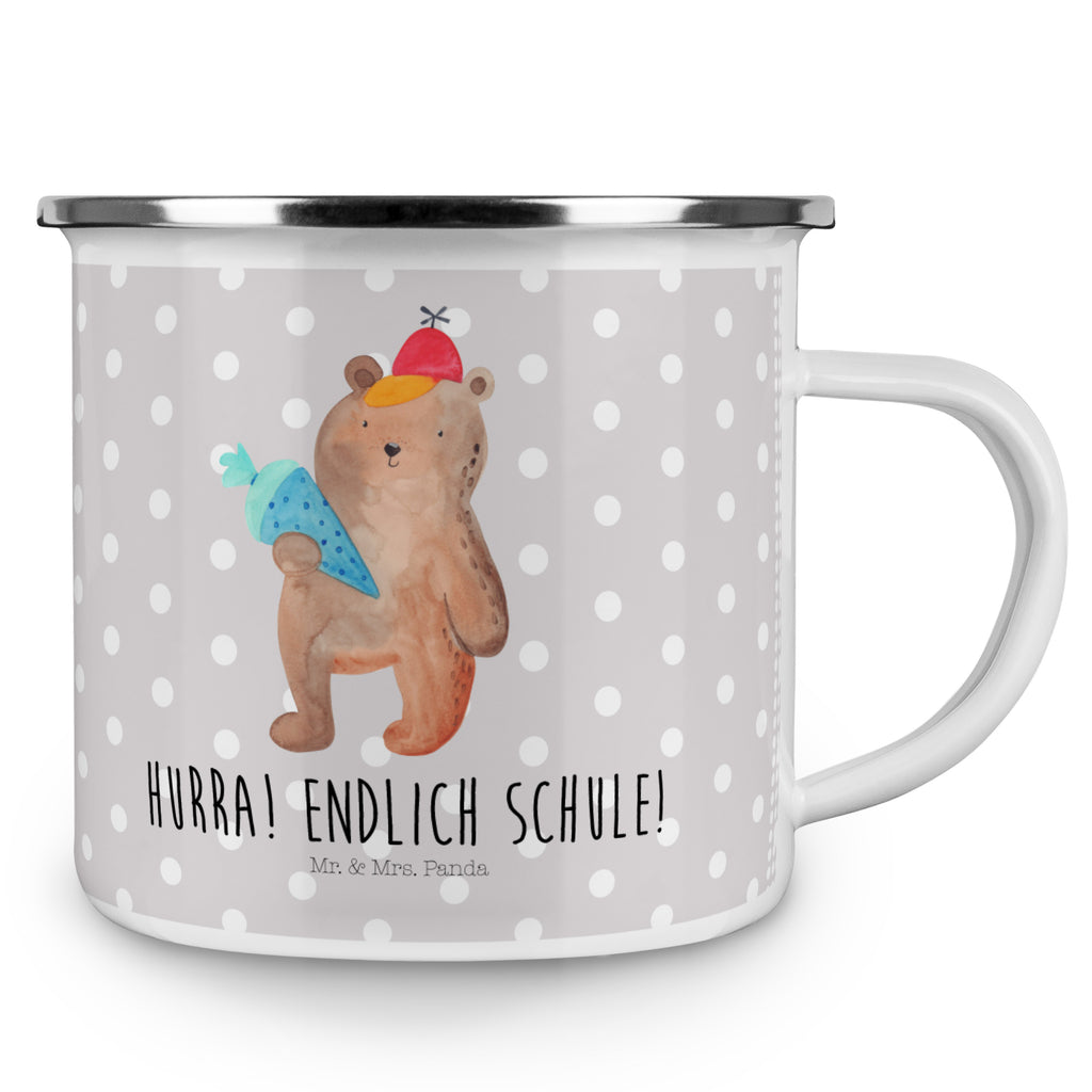 Camping Emaille Tasse Bär mit Schultüte Campingtasse, Trinkbecher, Metalltasse, Outdoor Tasse, Emaille Trinkbecher, Blechtasse Outdoor, Emaille Campingbecher, Edelstahl Trinkbecher, Metalltasse für Camping, Kaffee Blechtasse, Camping Tasse Metall, Bär, Teddy, Teddybär, Bär Motiv, Schultüte, Erster Schultag Geschenk, Einschulung Geschenk, Schule Geschenk, Grundschule, Schulanfang, Schulbeginn