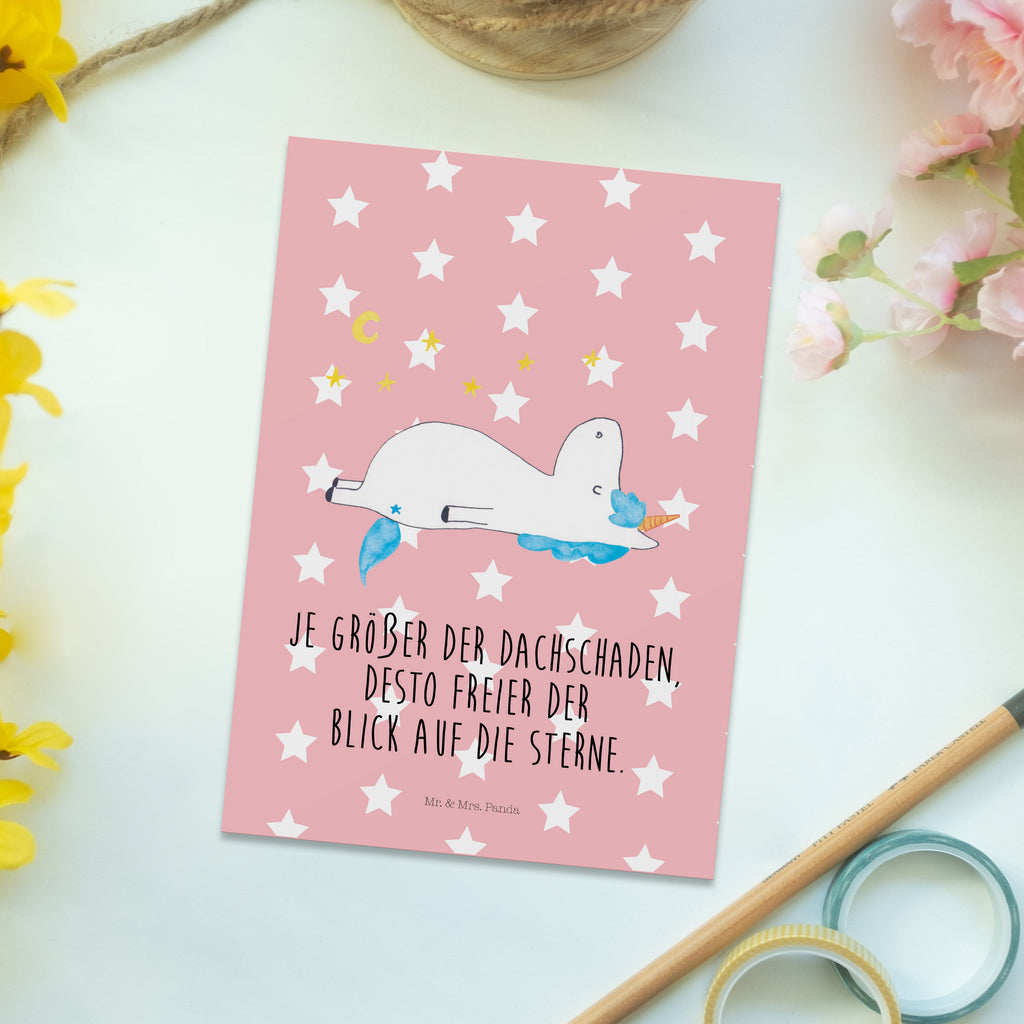 Postkarte Einhorn Sternenhimmel Geschenkkarte, Grußkarte, Karte, Einladung, Ansichtskarte, Geburtstagskarte, Einladungskarte, Einhorn, Einhörner, Einhorn Deko, Pegasus, Unicorn, Sterne, Dachschaden, Verrückt, Sternenhimmel
