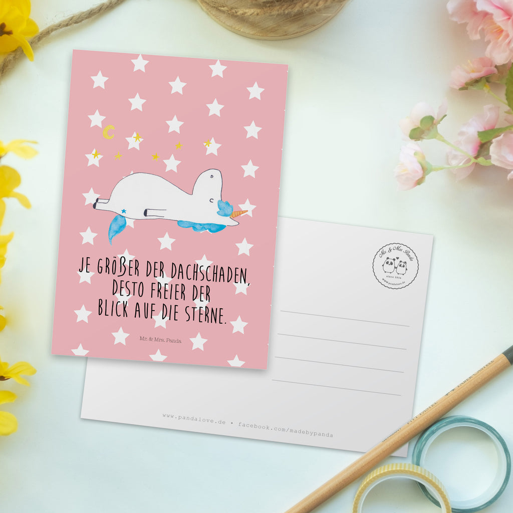 Postkarte Einhorn Sternenhimmel Geschenkkarte, Grußkarte, Karte, Einladung, Ansichtskarte, Geburtstagskarte, Einladungskarte, Einhorn, Einhörner, Einhorn Deko, Pegasus, Unicorn, Sterne, Dachschaden, Verrückt, Sternenhimmel