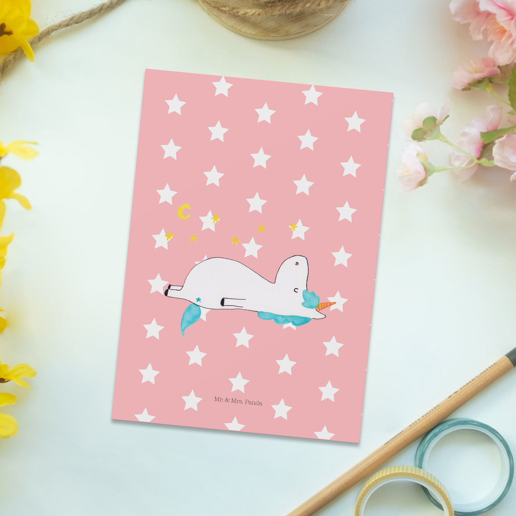 Postkarte Einhorn Sternenhimmel Geschenkkarte, Grußkarte, Karte, Einladung, Ansichtskarte, Geburtstagskarte, Einladungskarte, Einhorn, Einhörner, Einhorn Deko, Pegasus, Unicorn, Sterne, Dachschaden, Verrückt, Sternenhimmel