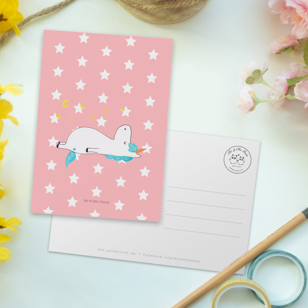 Postkarte Einhorn Sternenhimmel Geschenkkarte, Grußkarte, Karte, Einladung, Ansichtskarte, Geburtstagskarte, Einladungskarte, Einhorn, Einhörner, Einhorn Deko, Pegasus, Unicorn, Sterne, Dachschaden, Verrückt, Sternenhimmel