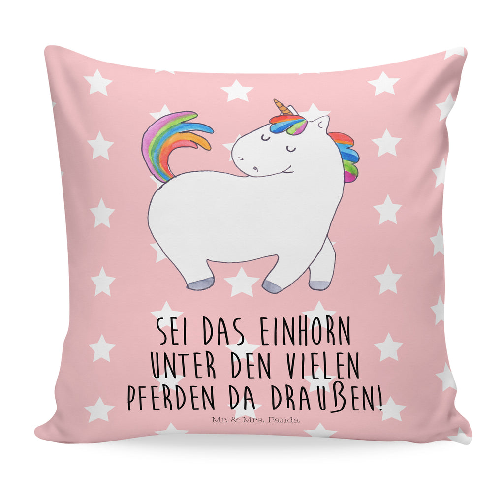40x40 Kissen Einhorn stolzierend Kissenhülle, Kopfkissen, Sofakissen, Dekokissen, Motivkissen, Einhorn, Einhörner, Einhorn Deko, Pegasus, Unicorn, stolz, anders, bunt, Pferd, Reiter, Reiten, Freundin, Geschenk