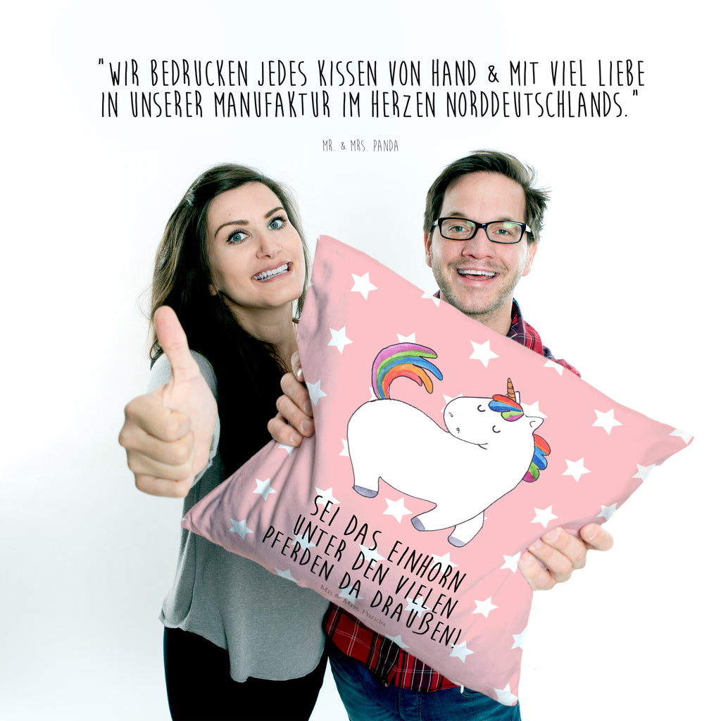 40x40 Kissen Einhorn stolzierend Kissenhülle, Kopfkissen, Sofakissen, Dekokissen, Motivkissen, Einhorn, Einhörner, Einhorn Deko, Pegasus, Unicorn, stolz, anders, bunt, Pferd, Reiter, Reiten, Freundin, Geschenk