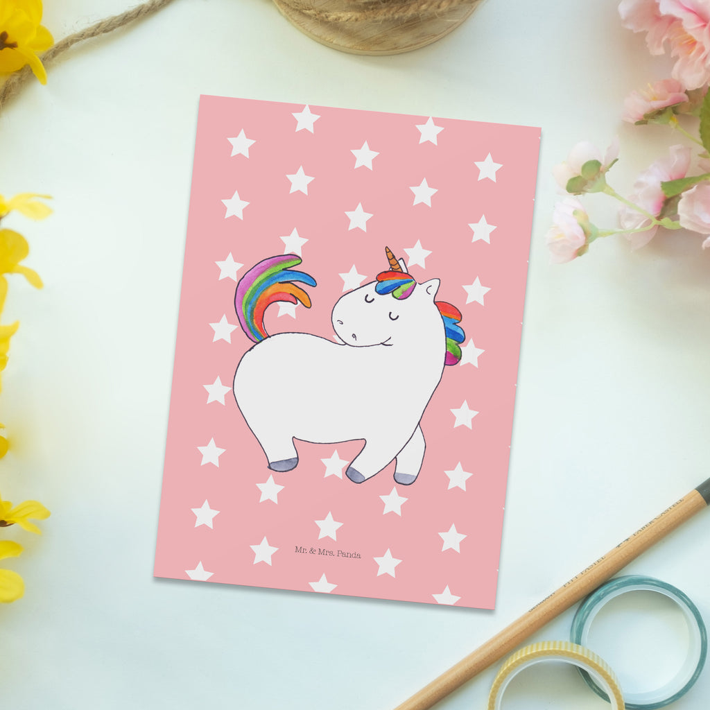 Postkarte Einhorn stolzierend Geschenkkarte, Grußkarte, Karte, Einladung, Ansichtskarte, Geburtstagskarte, Einladungskarte, Einhorn, Einhörner, Einhorn Deko, Pegasus, Unicorn, stolz, anders, bunt, Pferd, Reiter, Reiten, Freundin, Geschenk