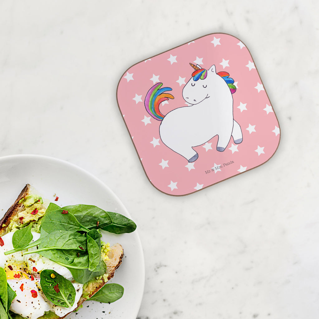 Quadratische Untersetzer Einhorn stolzierend Bierdeckel, Glasuntersetzer, Untersetzer Gläser, Getränkeuntersetzer, Einhorn, Einhörner, Einhorn Deko, Pegasus, Unicorn, stolz, anders, bunt, Pferd, Reiter, Reiten, Freundin, Geschenk
