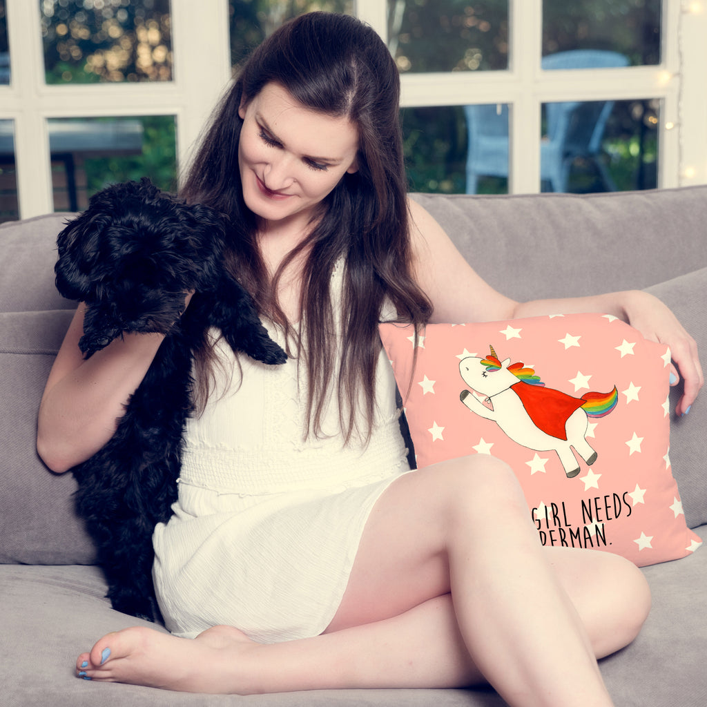 40x40 Kissen Einhorn Super Kissenhülle, Kopfkissen, Sofakissen, Dekokissen, Motivkissen, Einhorn, Einhörner, Einhorn Deko, Pegasus, Unicorn, Traummann, Superheld, Held, Freundin, Geschenk, Girl, Mädchen