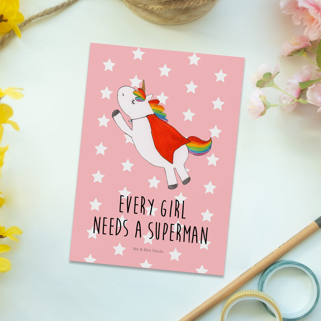 Postkarte Einhorn Super Geschenkkarte, Grußkarte, Karte, Einladung, Ansichtskarte, Geburtstagskarte, Einladungskarte, Einhorn, Einhörner, Einhorn Deko, Pegasus, Unicorn, Traummann, Superheld, Held, Freundin, Geschenk, Girl, Mädchen