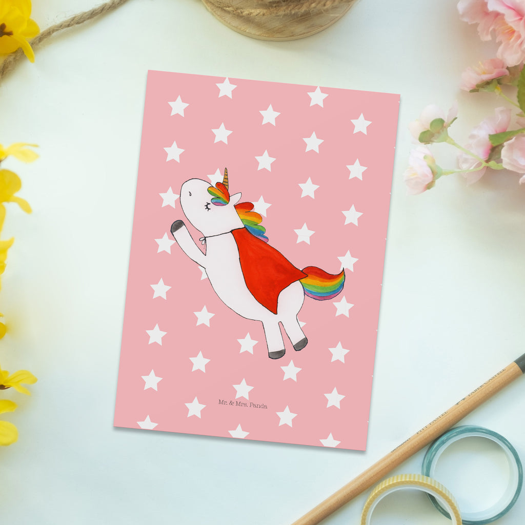Postkarte Einhorn Super Geschenkkarte, Grußkarte, Karte, Einladung, Ansichtskarte, Geburtstagskarte, Einladungskarte, Einhorn, Einhörner, Einhorn Deko, Pegasus, Unicorn, Traummann, Superheld, Held, Freundin, Geschenk, Girl, Mädchen