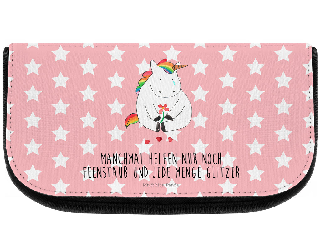 Kosmetiktasche Einhorn Traurig Kosmetikbeutel, Kulturtasche, Kulturbeutel, Schminktasche, Make-Up Tasche, Einhorn, Einhörner, Einhorn Deko, Pegasus, Unicorn, Glitzer, Trösten. Freundschaft, Freunde, Liebe, Trauer, Grußkarte, Blume
